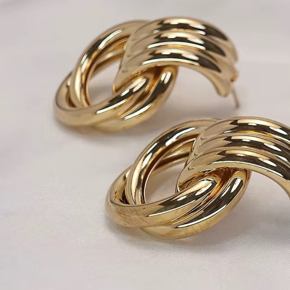 Chunky hoop earrings High-quality gold plated - Picture 10 of 14
